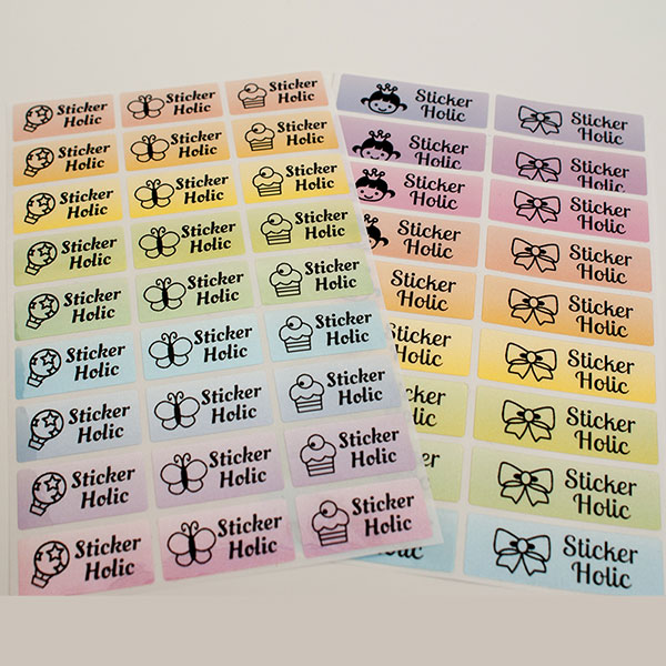 sticker holic sticky name labels - pastel perl