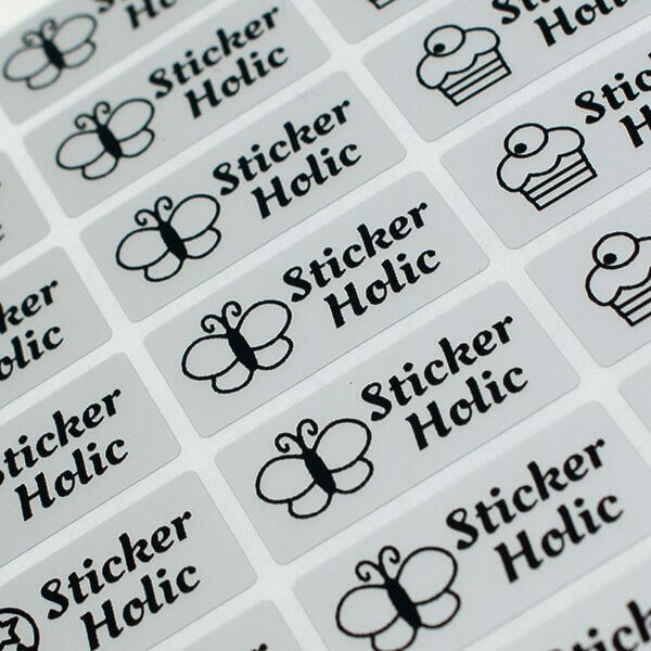 sticker holic sticky name labels - black & silver