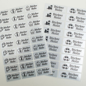 sticker holic sticky name labels - black & silver
