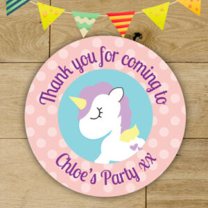Birthday stickers, Party bag seals, Thank you stickers - Unicorn