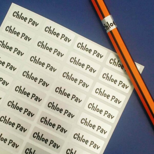 sticky school name labels silver mini labels